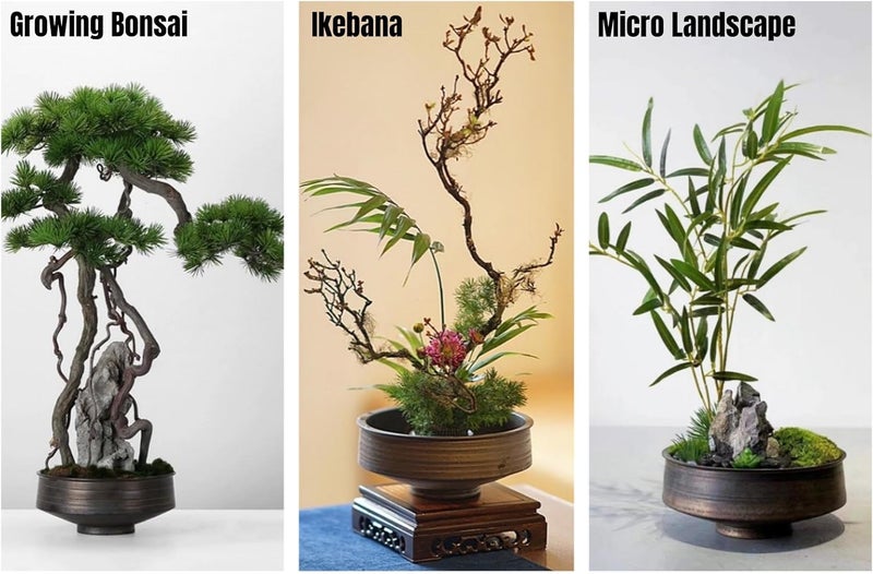 Eggone Japanese Ikebana Vase Kit, Flower Shallow Container 7.5inch Ceramics Flower Bowl Ikebana Vase with 2.4inch Floral Frog and 2-in-1 Kenzan Corrector (Retro Style) - Image 3
